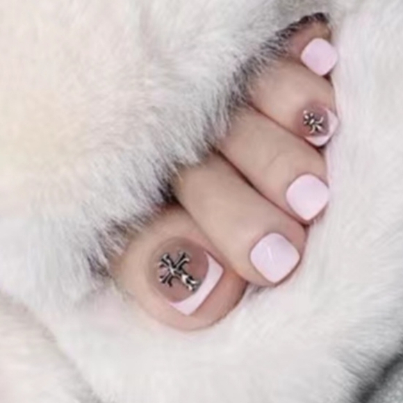 3D Cross French Pedicure Press on Toenails - Picture 12 of 17